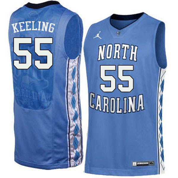 Men #55 Christian Keeling North Carolina Tar Heels College Basketball Jerseys Sale-Blue